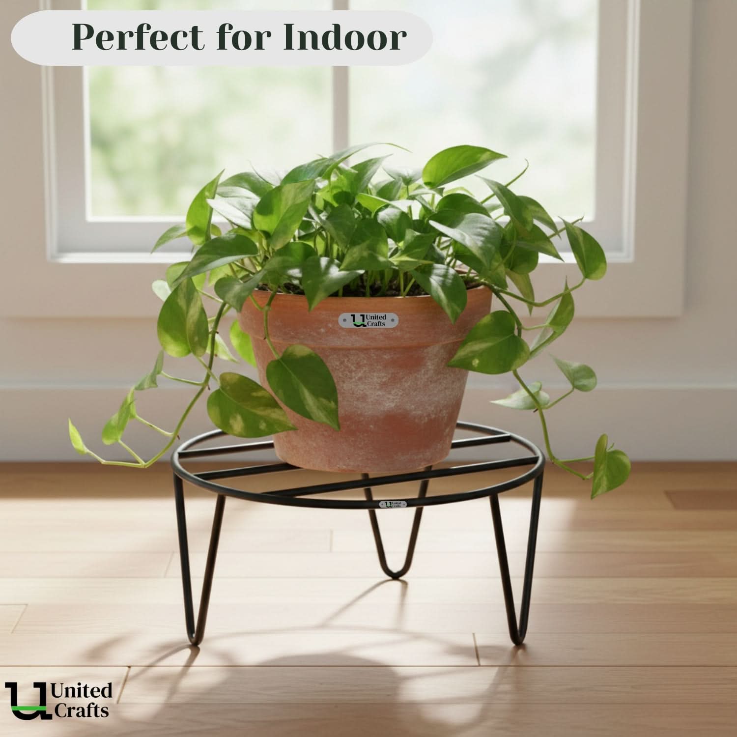 UnitedCrafts Elna Round Pot Stand/High-Quality Stands (Black)