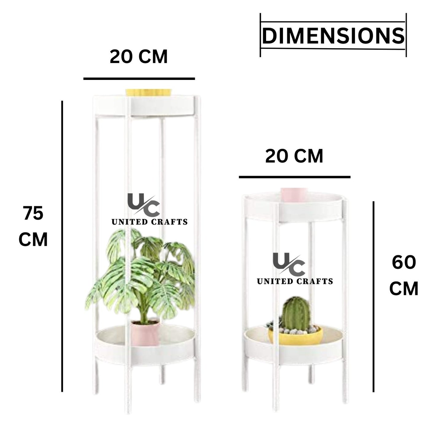 Multi-Tier Luxury Planter Stand for Home Décor (Set of 2) White