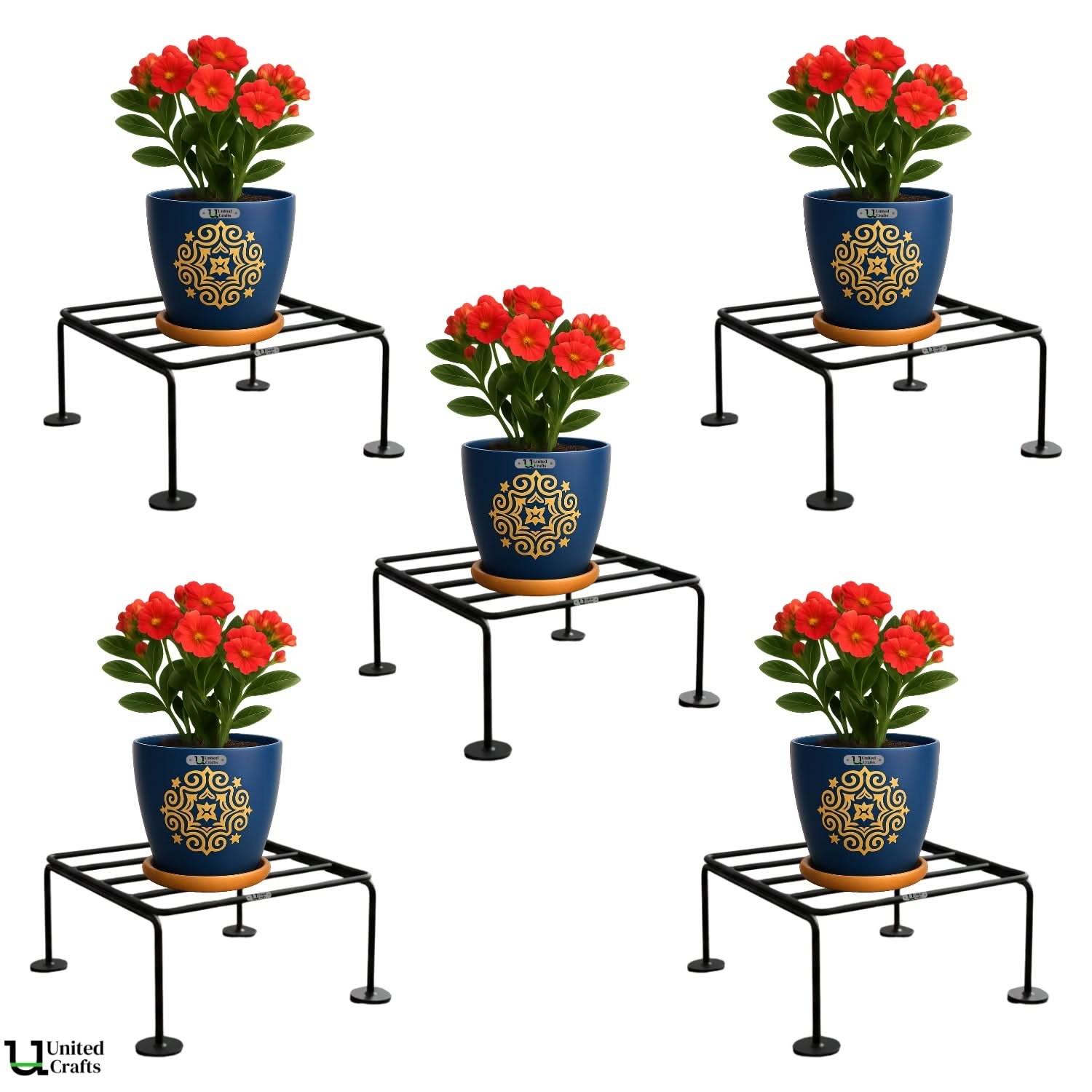 UnitedCrafts Ivo Round Pot Stand/High-Quality Stands (Black)