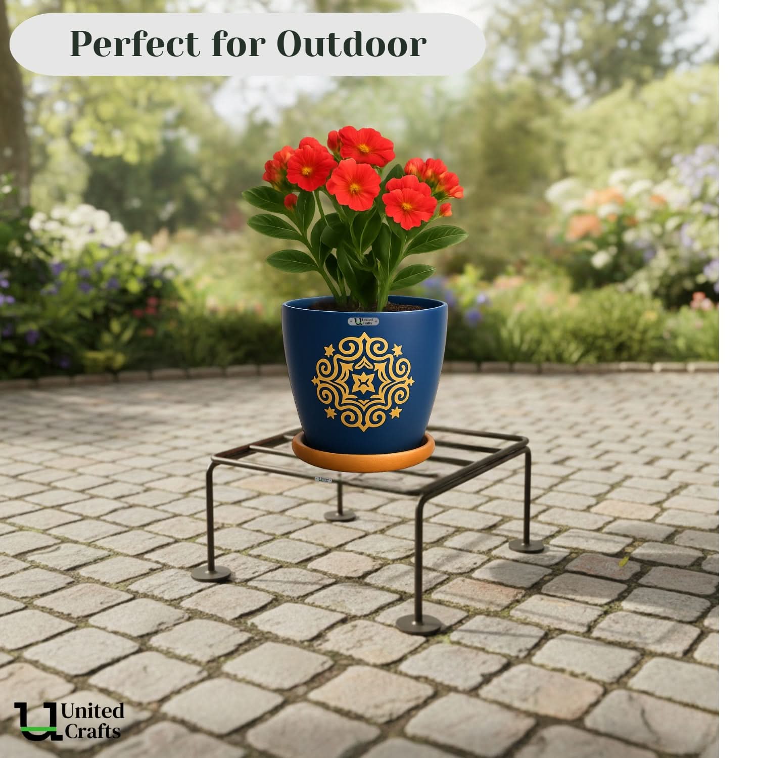 UnitedCrafts Ivo Round Pot Stand/High-Quality Stands (Black)