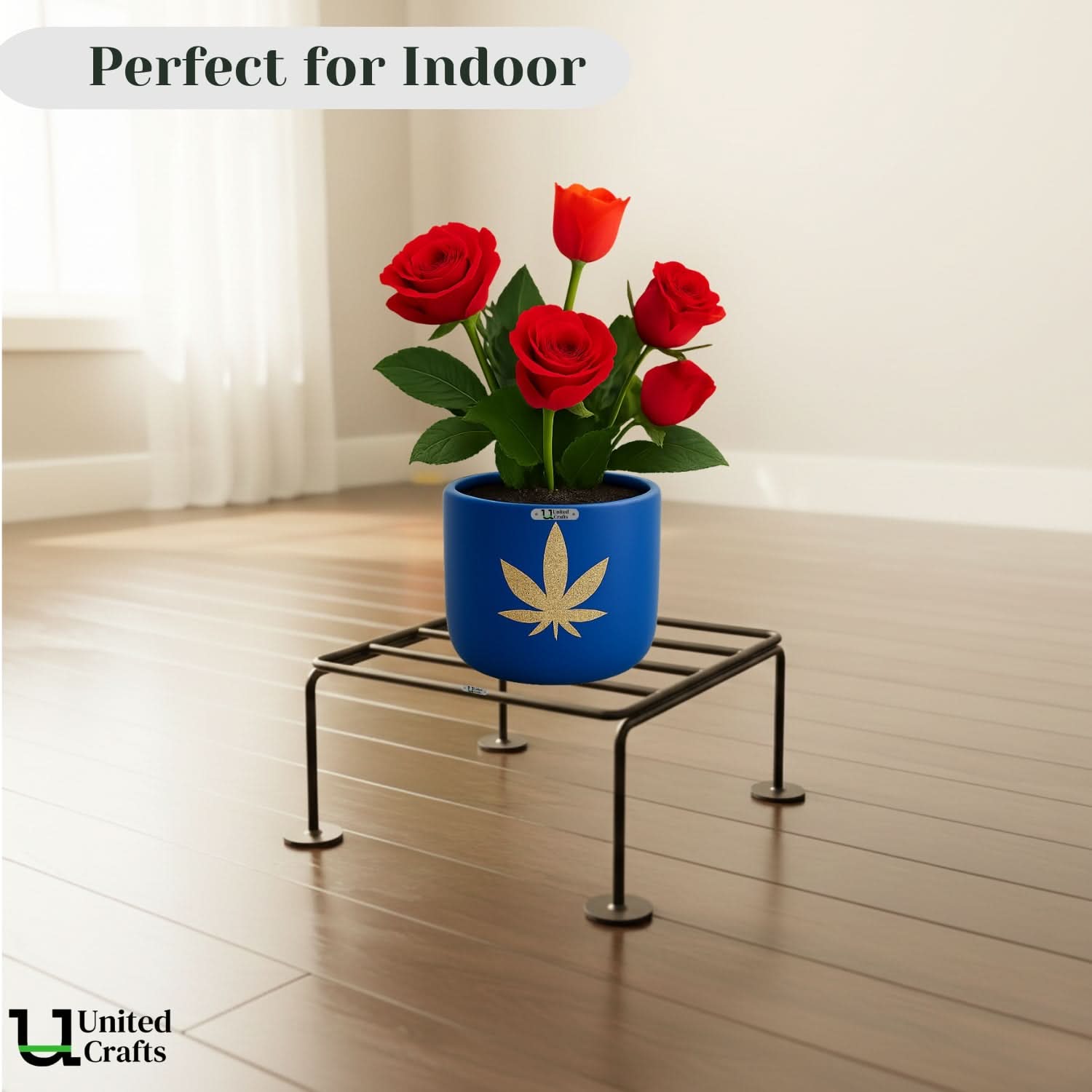 UnitedCrafts Ivo Round Pot Stand/High-Quality Stands (Black)