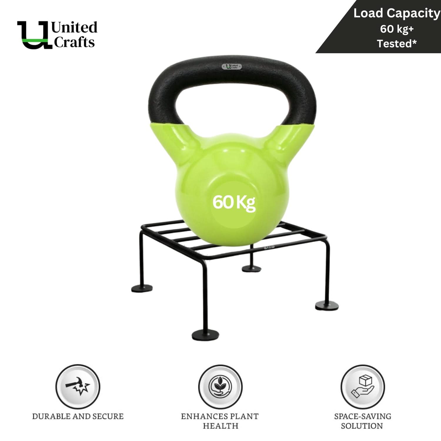 UnitedCrafts Ivo Round Pot Stand/High-Quality Stands (Black)