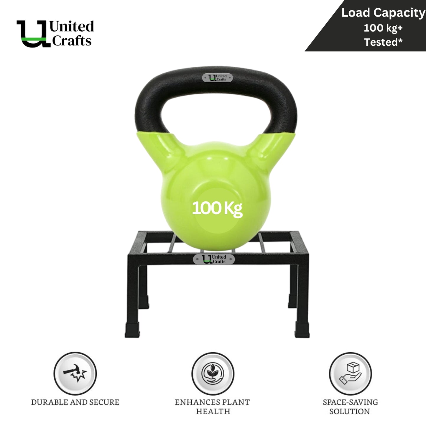 UnitedCrafts MAD Metal Plant Stand – Strong, Durable & Sturdy (Black)