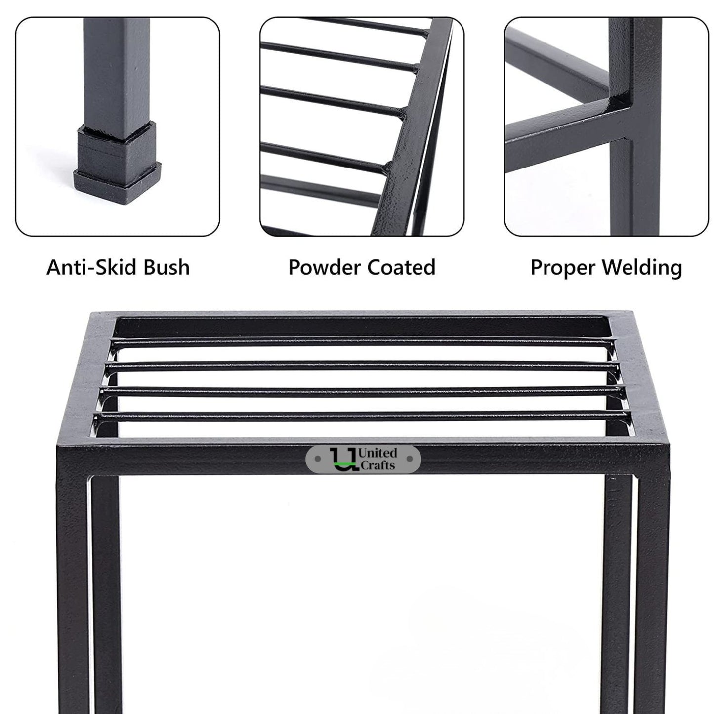 UnitedCrafts MAD Metal Plant Stand – Strong, Durable & Sturdy (Black)