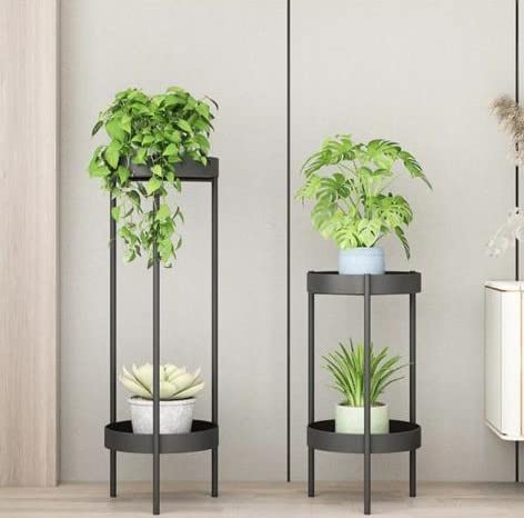 Multi-Tier Luxury Planter Stand for Home Décor (Set of 2) Black