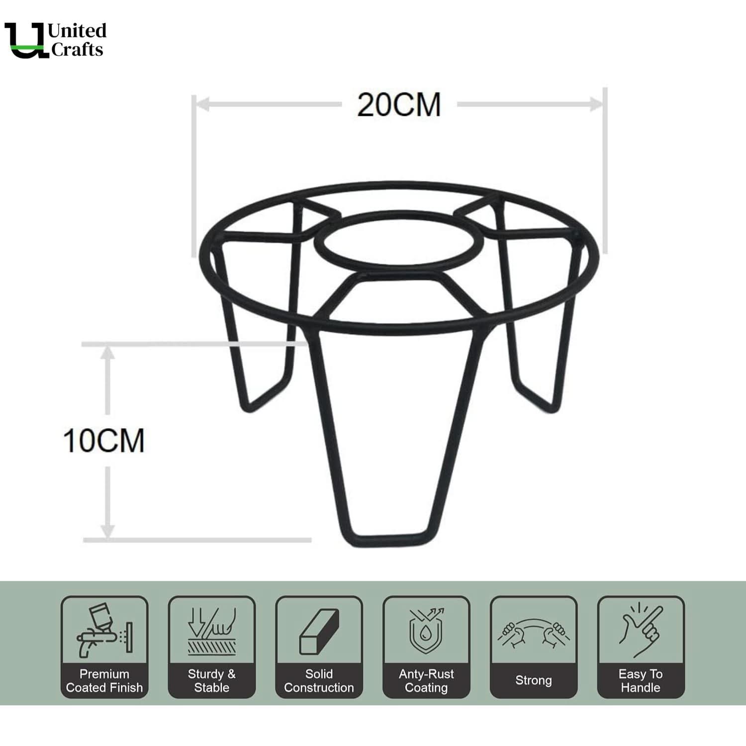 UnitedCrafts Basic Pot Stand/High-Quality Stands (Black)