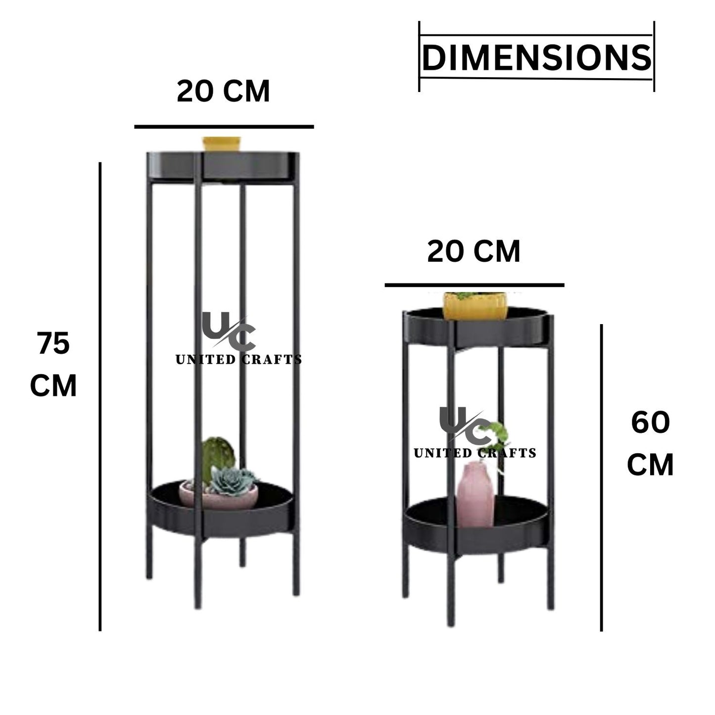 Multi-Tier Luxury Planter Stand for Home Décor (Set of 2) Black