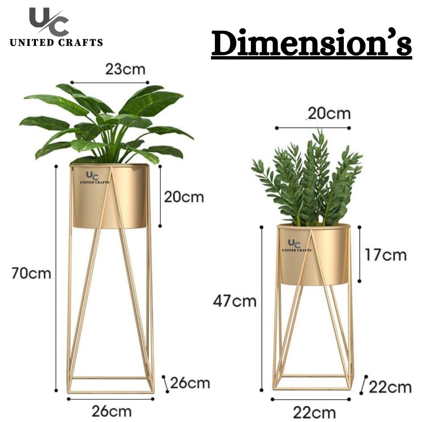 Luxury Metal Wire Planter Stand for Home Décor (Gold Set of 2)