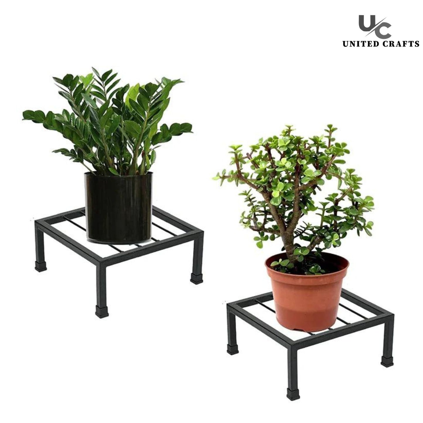 UnitedCrafts Metal Heavy Sturdy Flower Pot stand (Black)