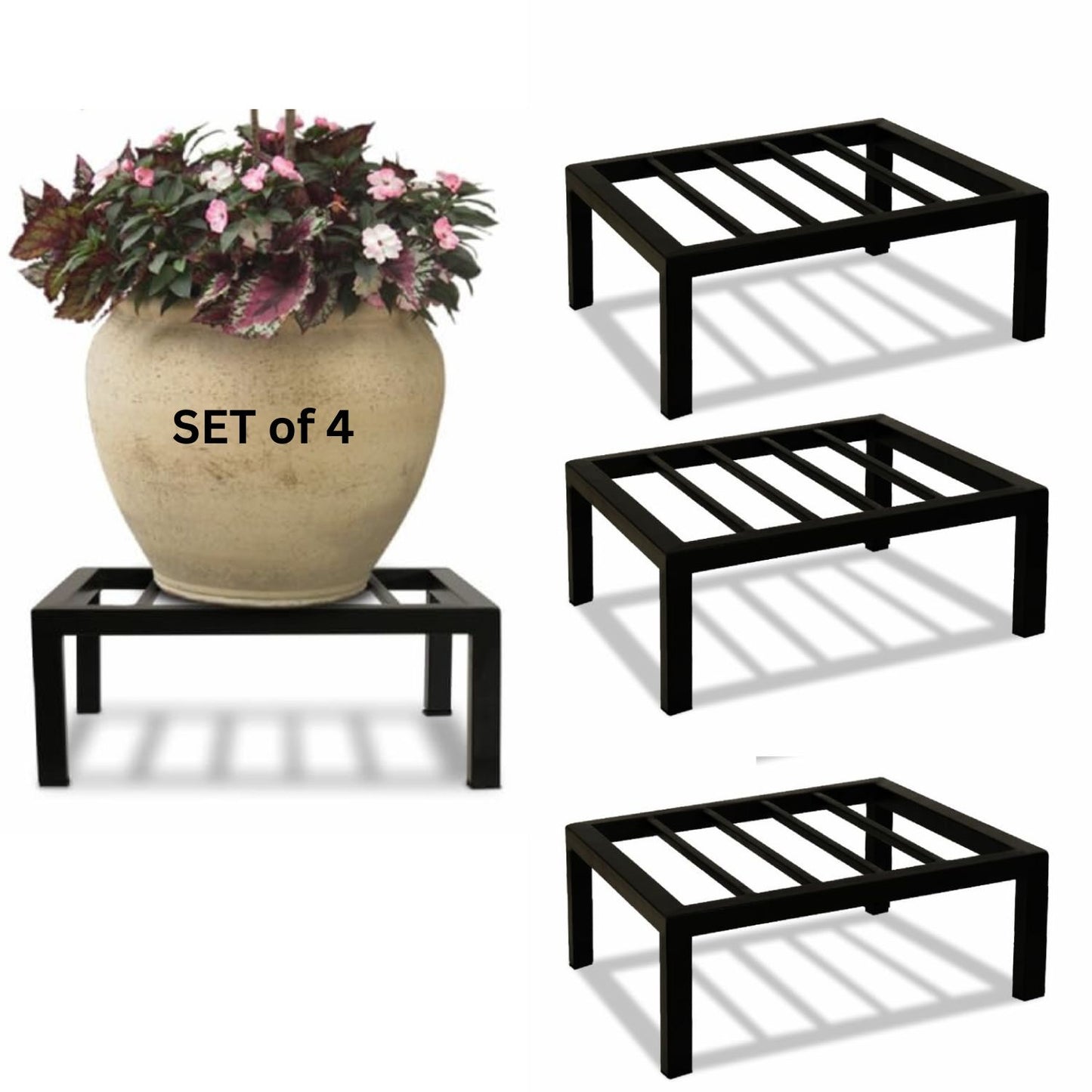 UnitedCrafts Metal Heavy Sturdy Flower Pot stand (Black)