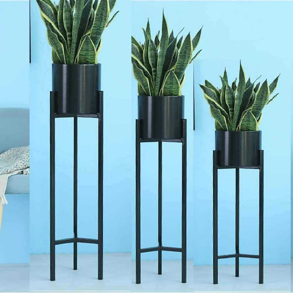 United Crafts Premium Metal Pots Stands for Home Décor (Set of 3) Black