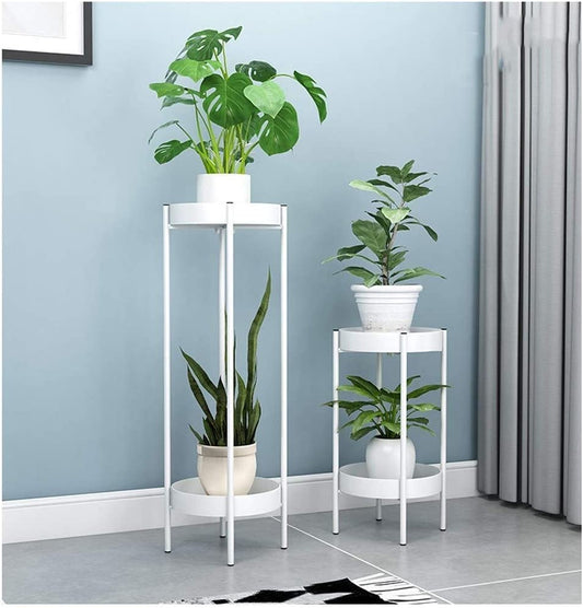 United Crafts Metal Multi-Tier Planter Stand for Home Décor (White Set of 2) Pot Holder