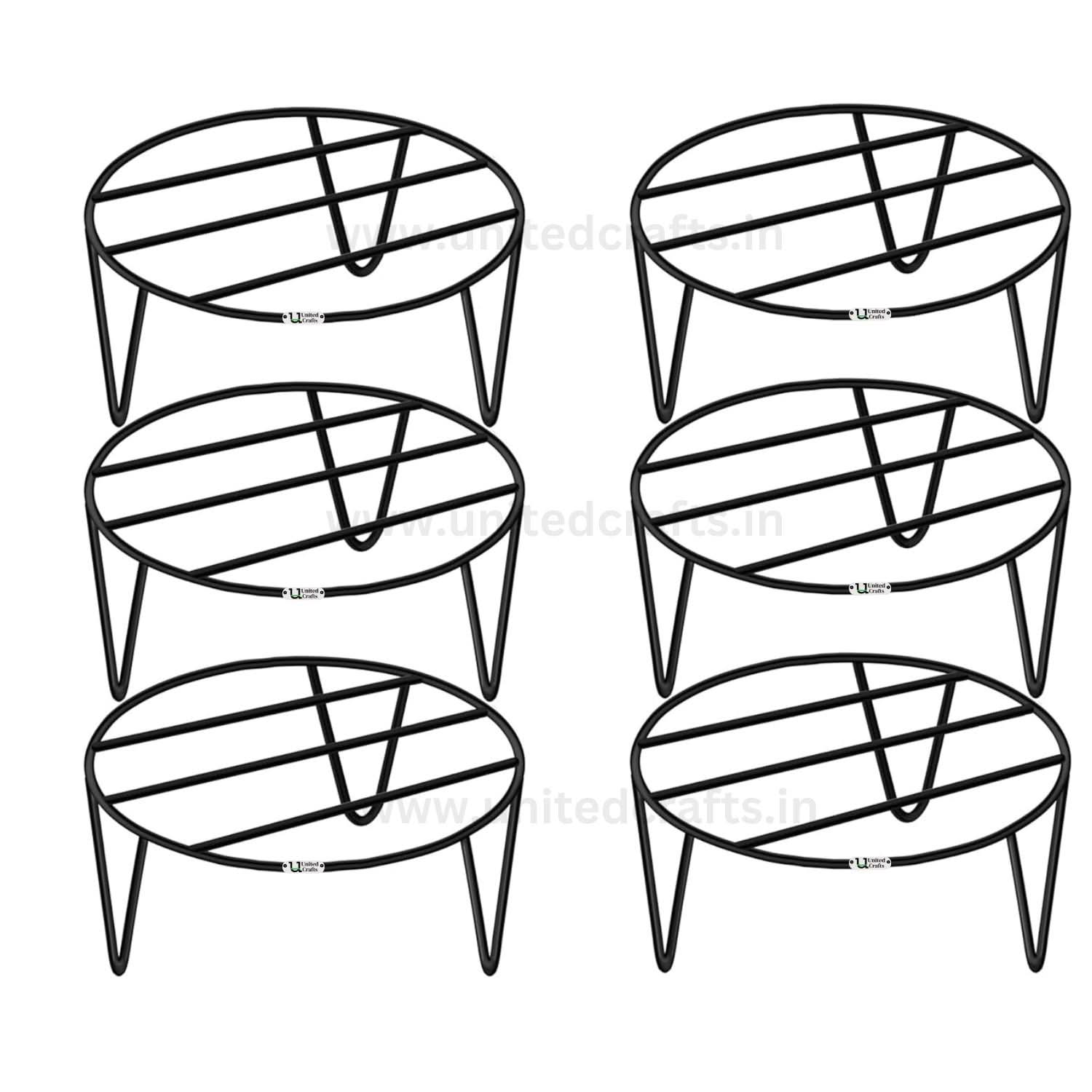 UnitedCrafts Elna Round Pot Stand/High-Quality Stands (Black)